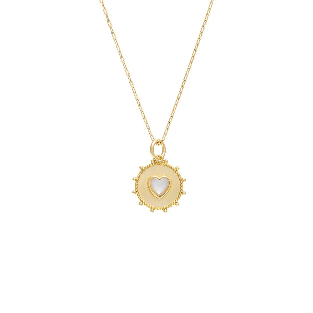 Colored Stone Heart Medallion Necklace