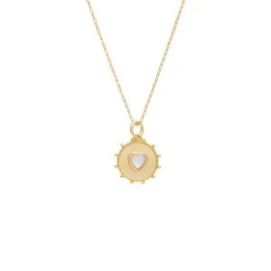 Colored Stone Heart Medallion Necklace