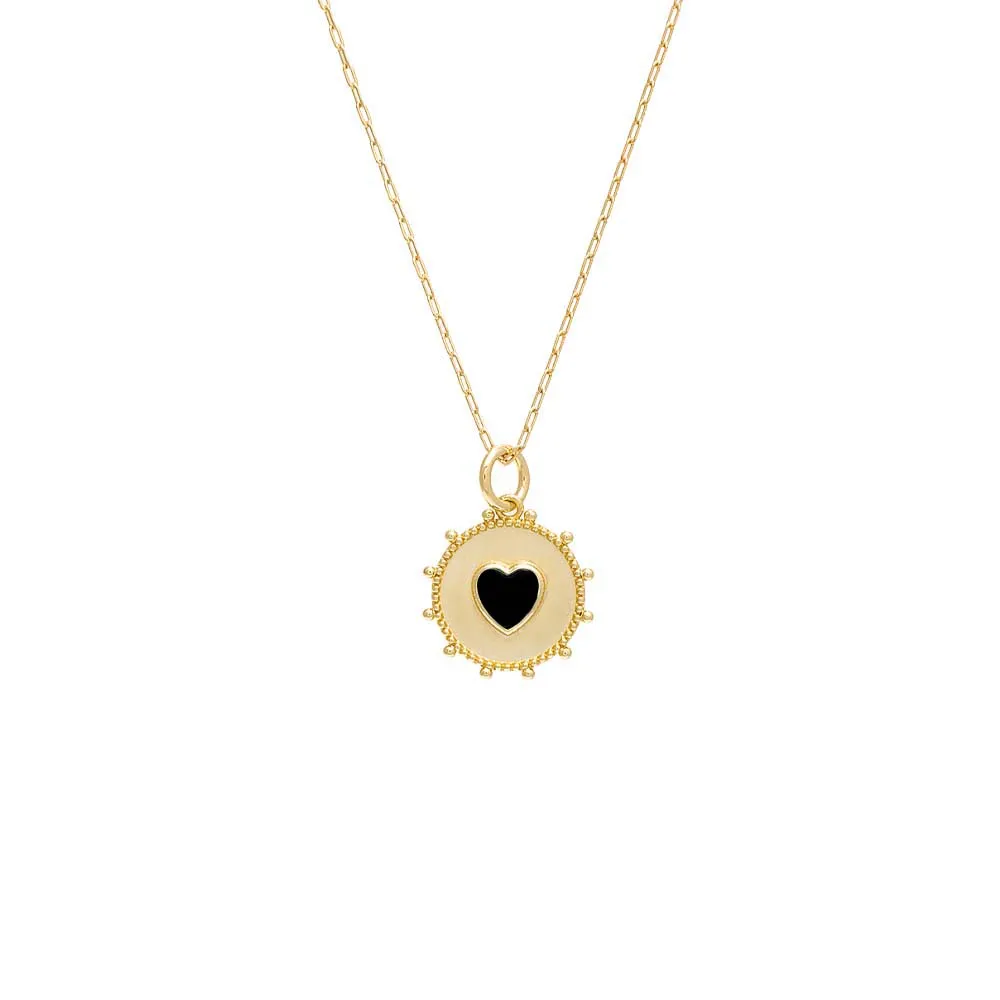 Colored Stone Heart Medallion Necklace