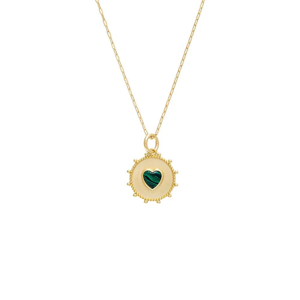 Colored Stone Heart Medallion Necklace