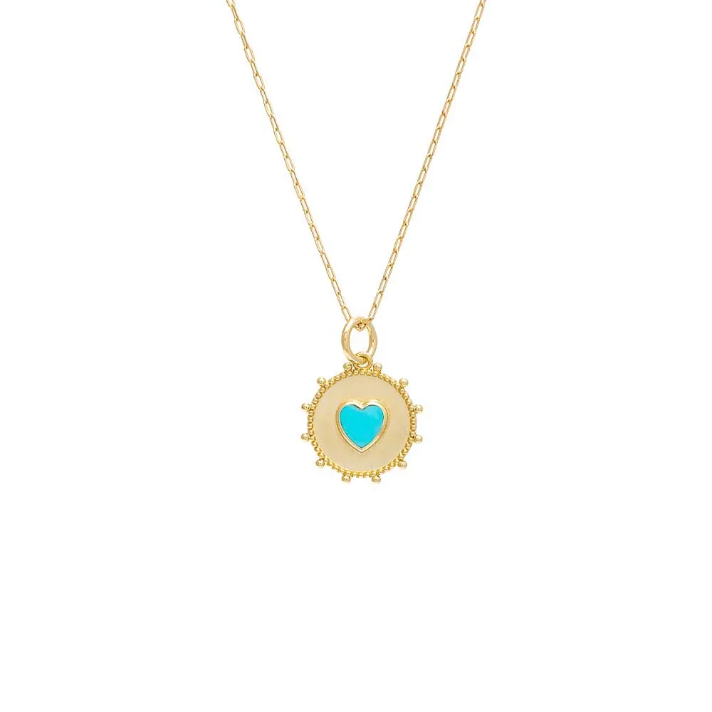 Colored Stone Heart Medallion Necklace