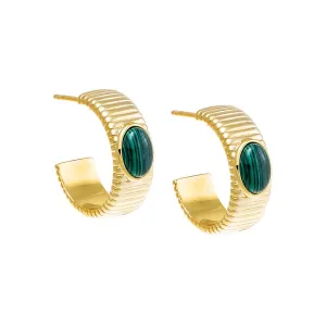 Colored Stone Ridged Hoop Earring