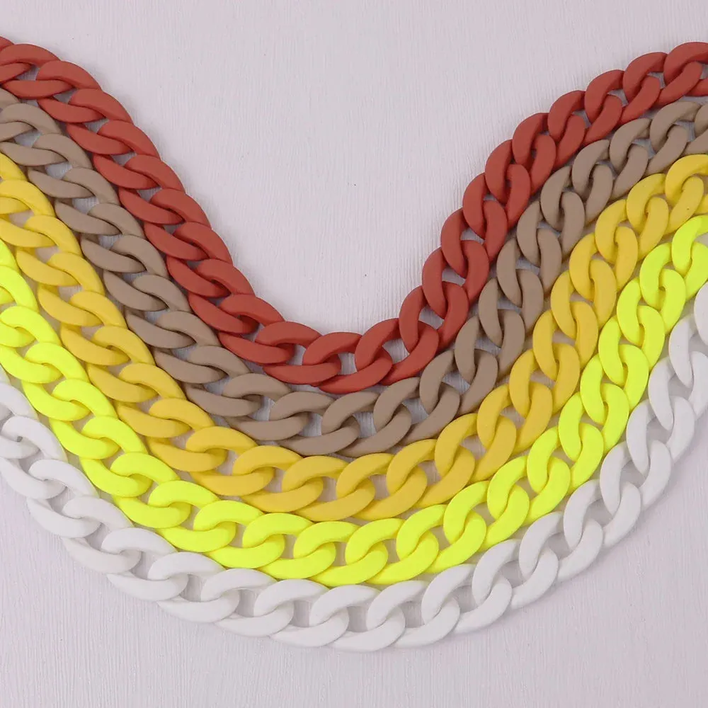 Colorful Acrylic Chain Choker Necklaces For Women Statement Matte Resin Wide Chain Collar Neck Jewelry