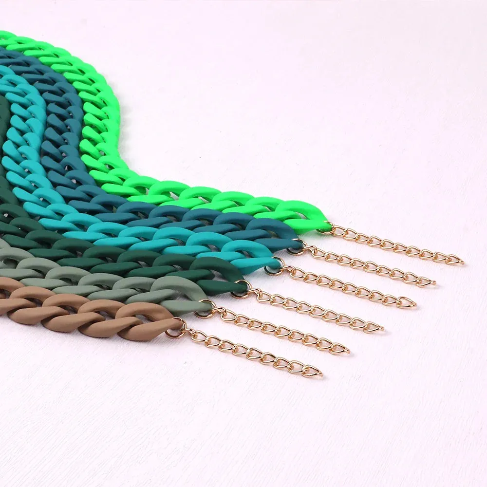 Colorful Acrylic Chain Choker Necklaces For Women Statement Matte Resin Wide Chain Collar Neck Jewelry