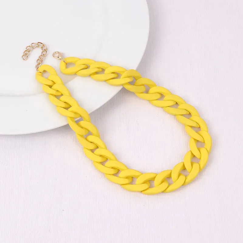 Colorful Acrylic Chain Choker Necklaces For Women Statement Matte Resin Wide Chain Collar Neck Jewelry