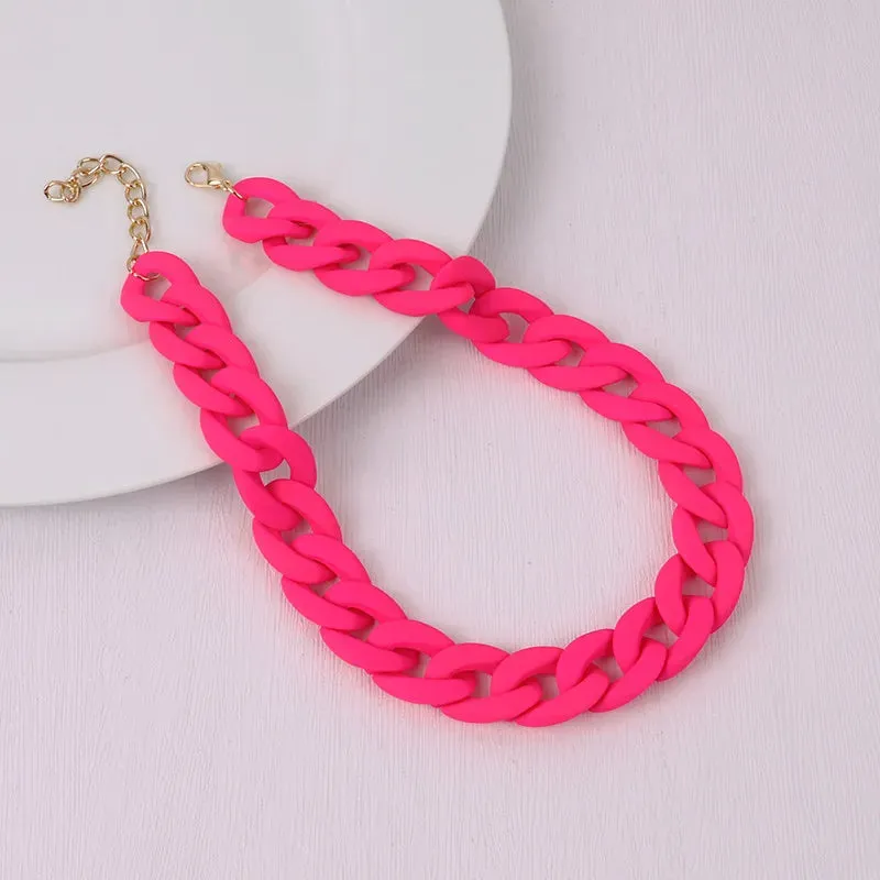 Colorful Acrylic Chain Choker Necklaces For Women Statement Matte Resin Wide Chain Collar Neck Jewelry