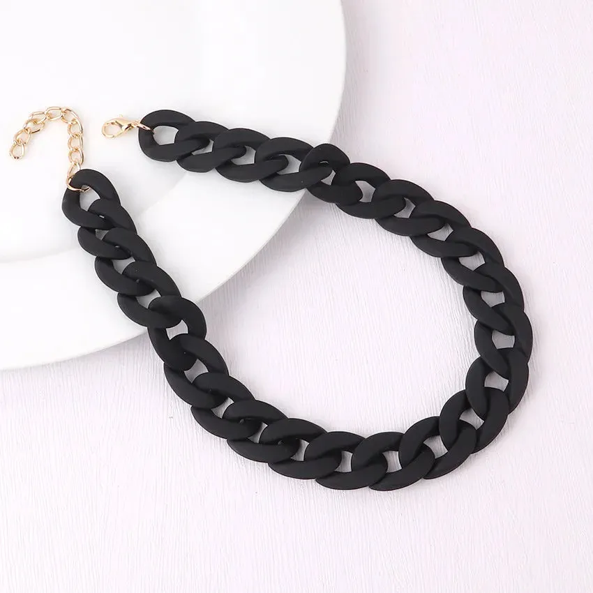 Colorful Acrylic Chain Choker Necklaces For Women Statement Matte Resin Wide Chain Collar Neck Jewelry