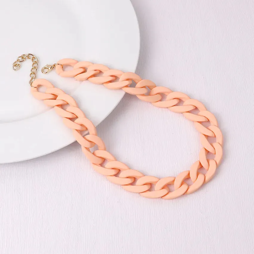 Colorful Acrylic Chain Choker Necklaces For Women Statement Matte Resin Wide Chain Collar Neck Jewelry