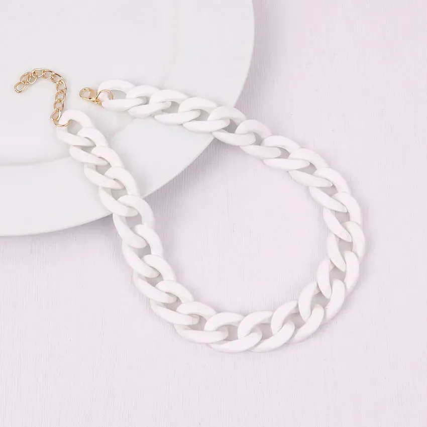 Colorful Acrylic Chain Choker Necklaces For Women Statement Matte Resin Wide Chain Collar Neck Jewelry