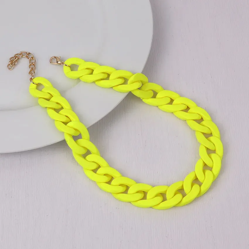 Colorful Acrylic Chain Choker Necklaces For Women Statement Matte Resin Wide Chain Collar Neck Jewelry