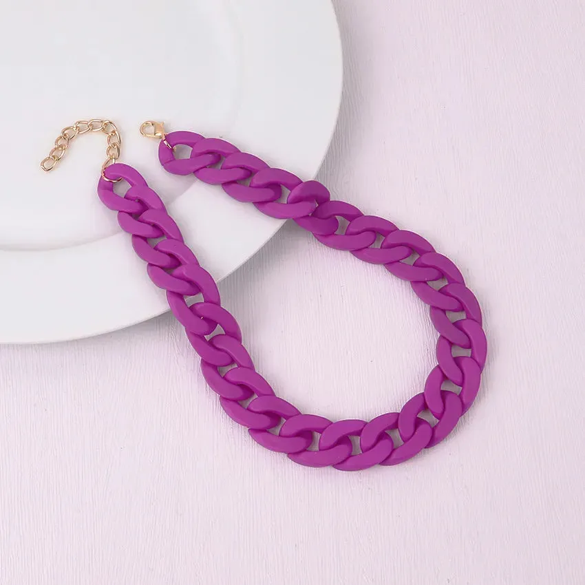 Colorful Acrylic Chain Choker Necklaces For Women Statement Matte Resin Wide Chain Collar Neck Jewelry
