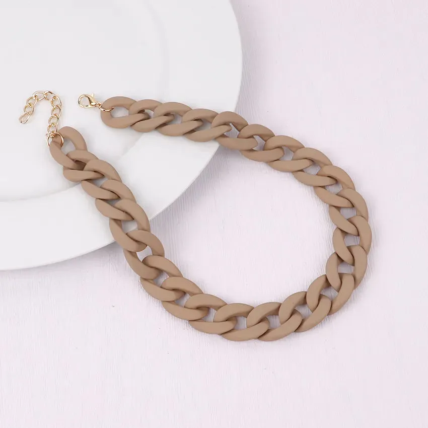Colorful Acrylic Chain Choker Necklaces For Women Statement Matte Resin Wide Chain Collar Neck Jewelry