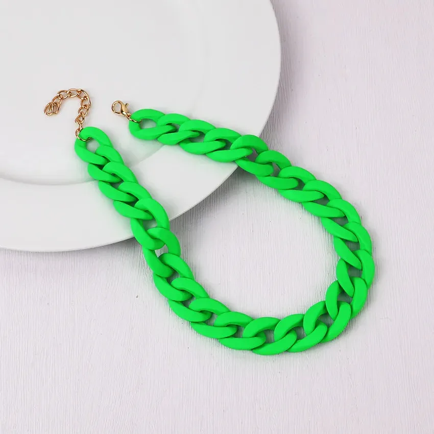 Colorful Acrylic Chain Choker Necklaces For Women Statement Matte Resin Wide Chain Collar Neck Jewelry