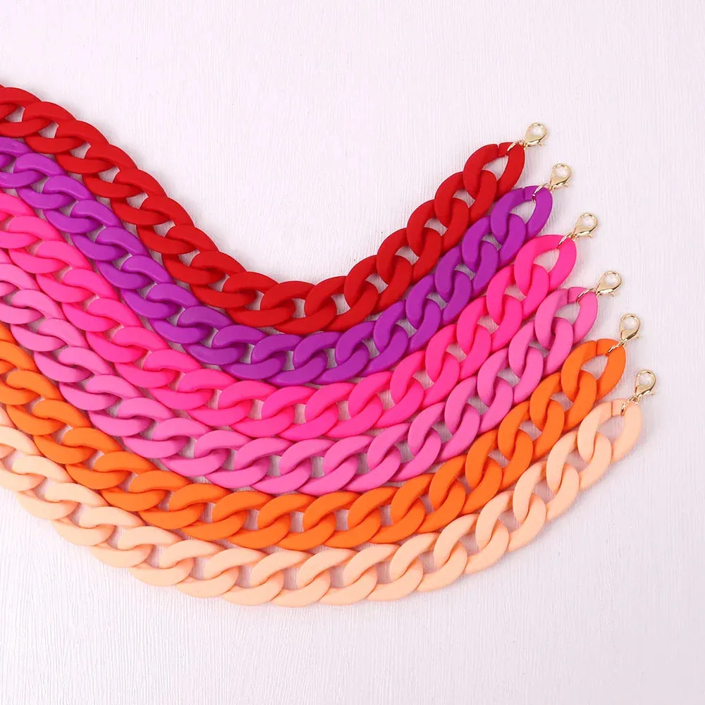 Colorful Acrylic Chain Choker Necklaces For Women Statement Matte Resin Wide Chain Collar Neck Jewelry