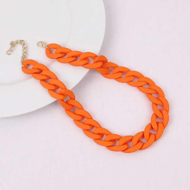 Colorful Acrylic Chain Choker Necklaces For Women Statement Matte Resin Wide Chain Collar Neck Jewelry