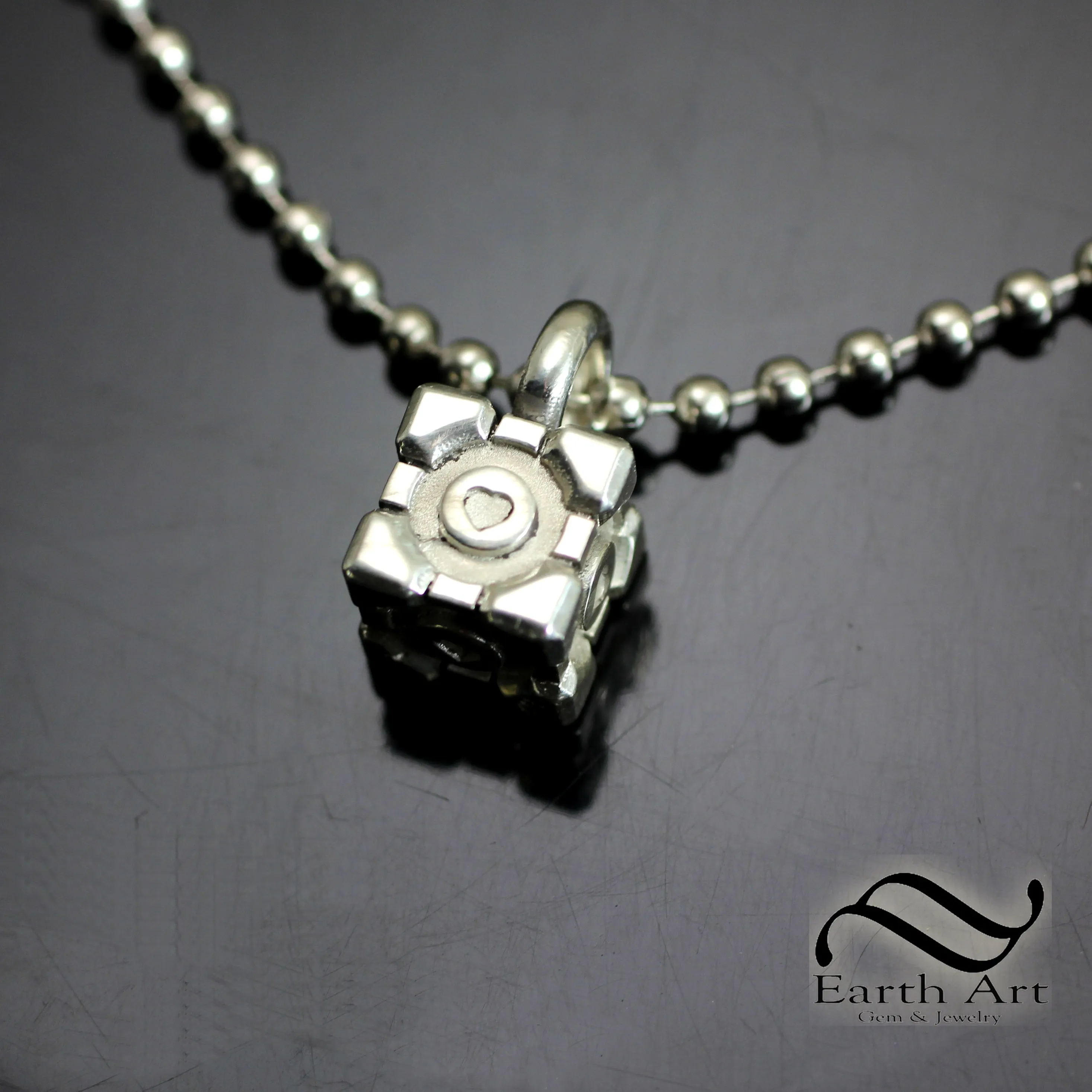 Companion Cube Charm or Pendant - Sterling Silver