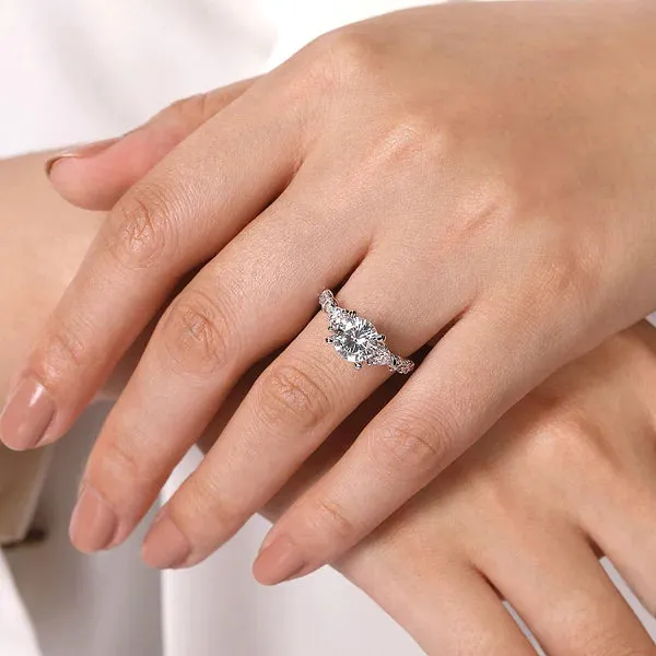 Contemporary Three Stone Diamond Engagement Ring Mounting