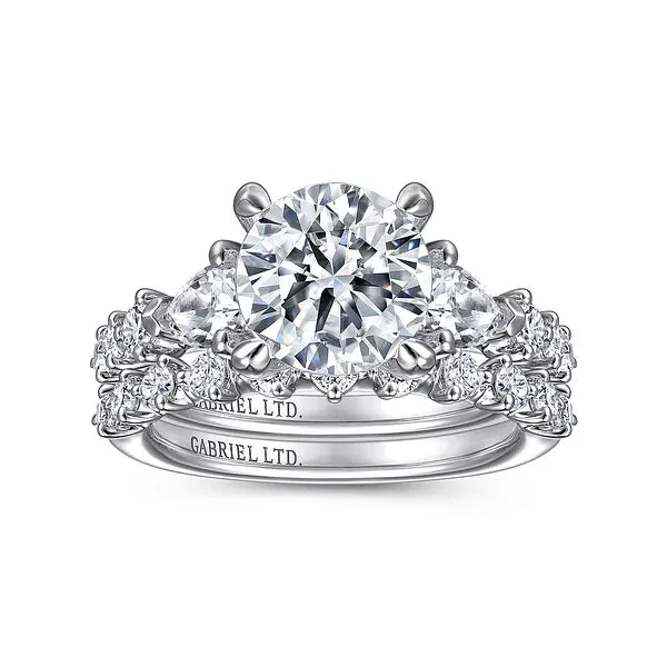 Contemporary Three Stone Diamond Engagement Ring Mounting