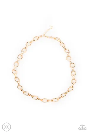 Craveable Couture Gold Paparazzi Choker Necklace