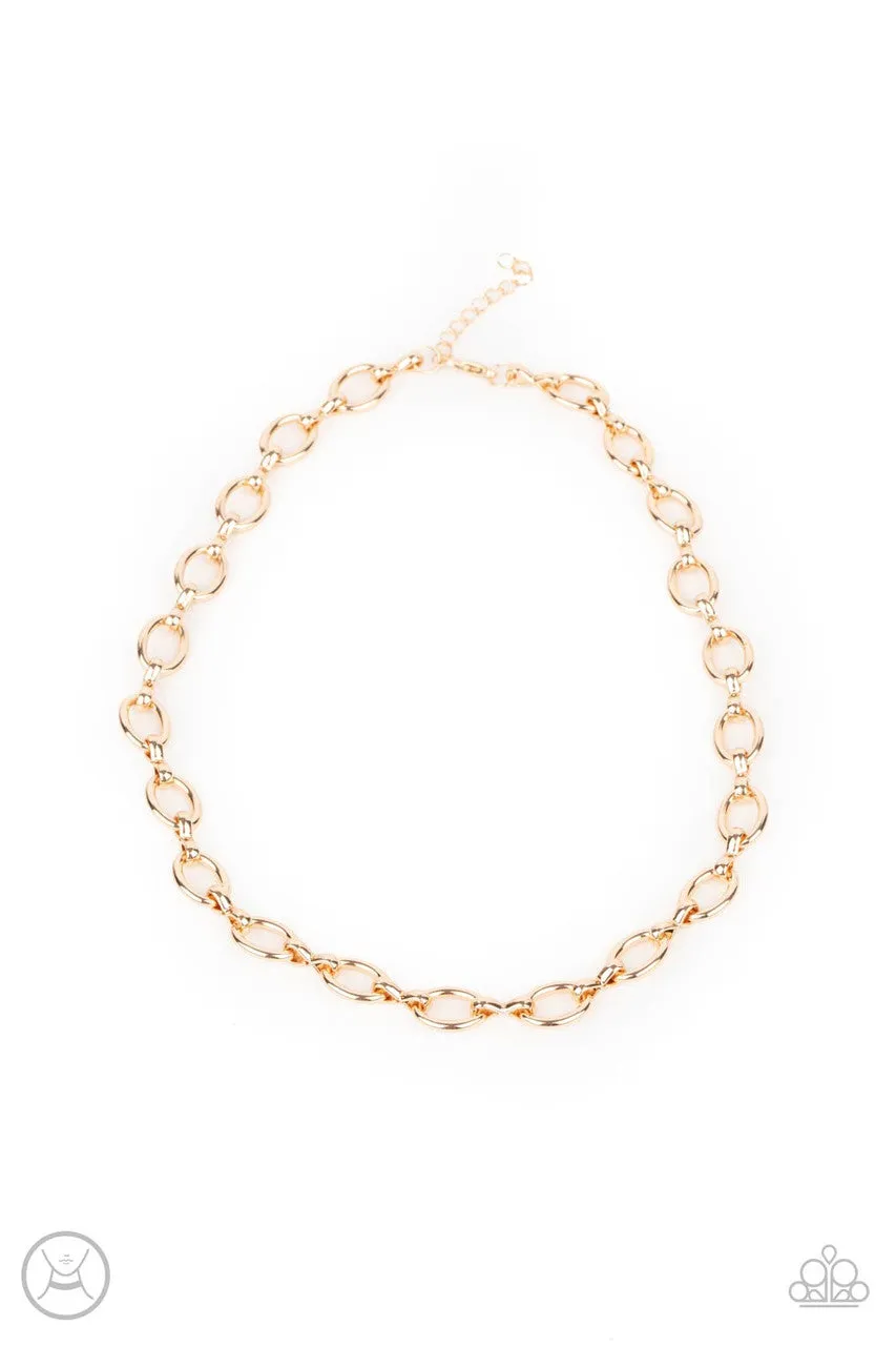Craveable Couture Gold Paparazzi Choker Necklace