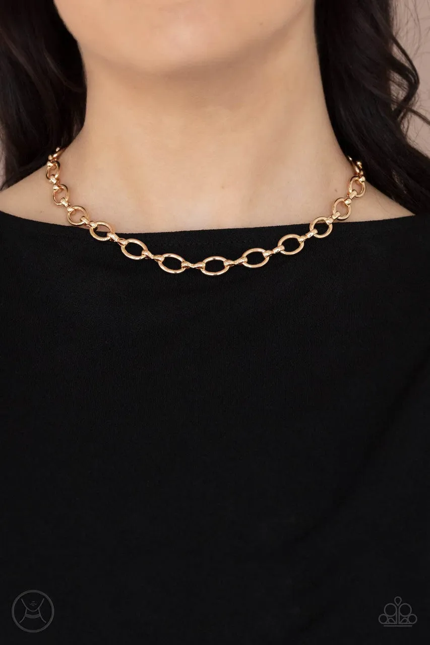 Craveable Couture Gold Paparazzi Choker Necklace