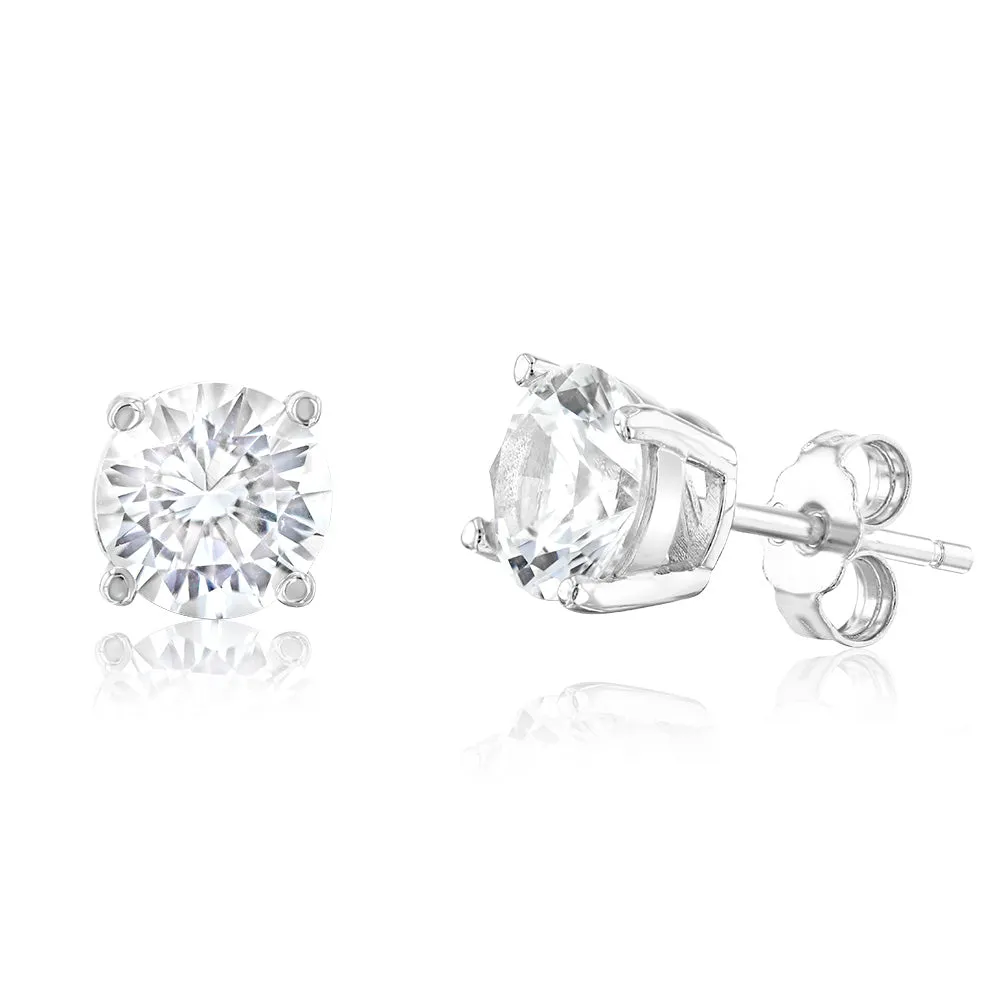 Created Sapphire Stud Earrings in Sterling Silver