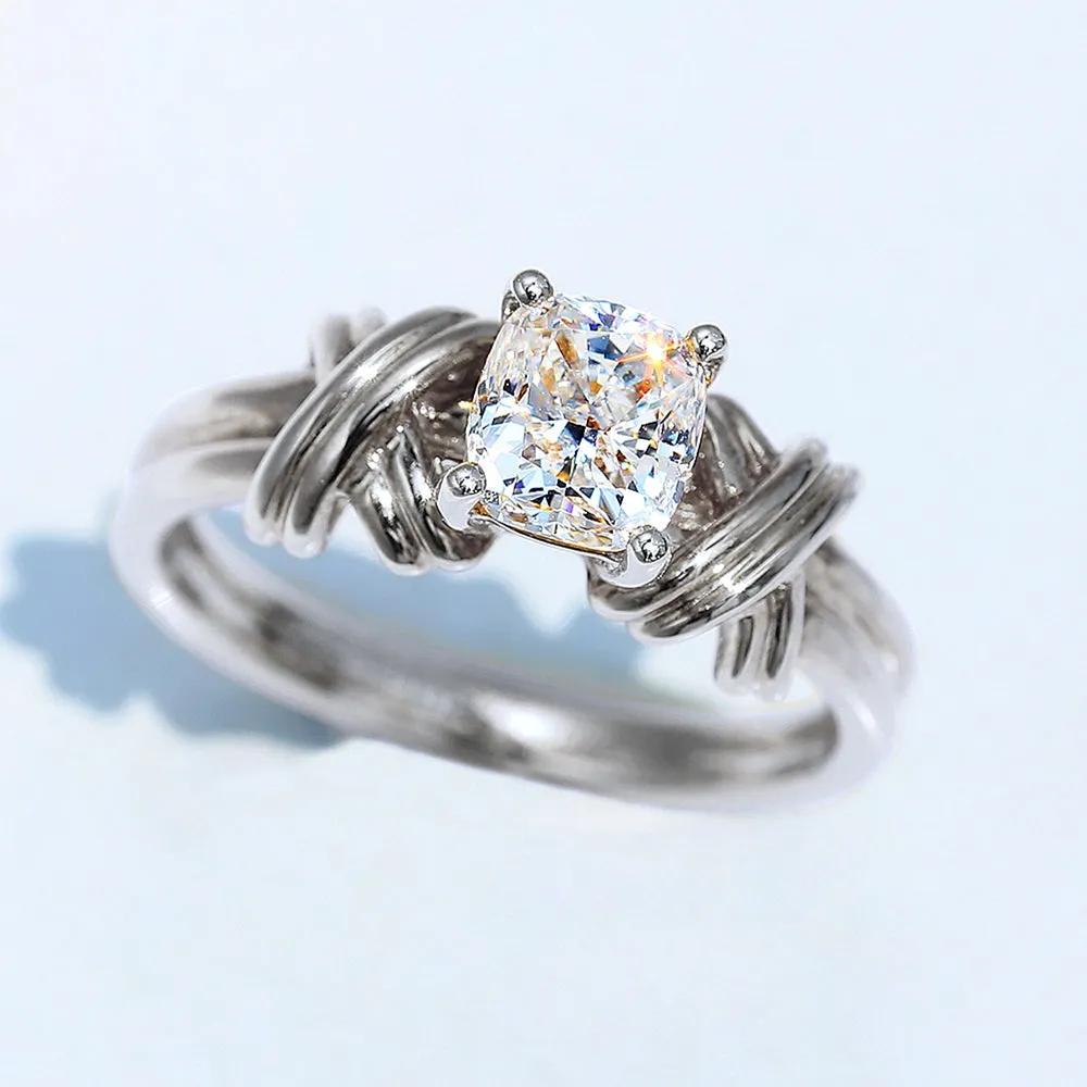 Cross Band Cushion Cut Lab-Grown Diamond Engagement Ring