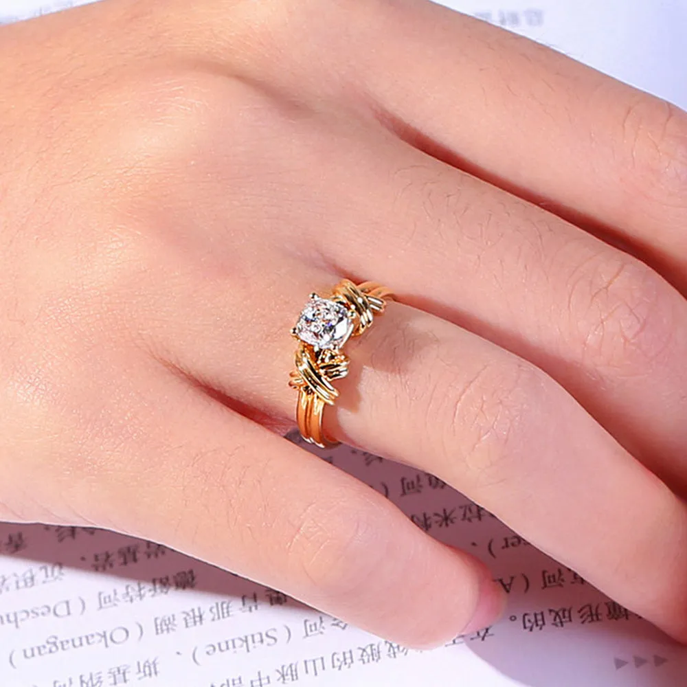 Cross Band Cushion Cut Lab-Grown Diamond Engagement Ring