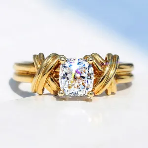 Cross Band Cushion Cut Lab-Grown Diamond Engagement Ring