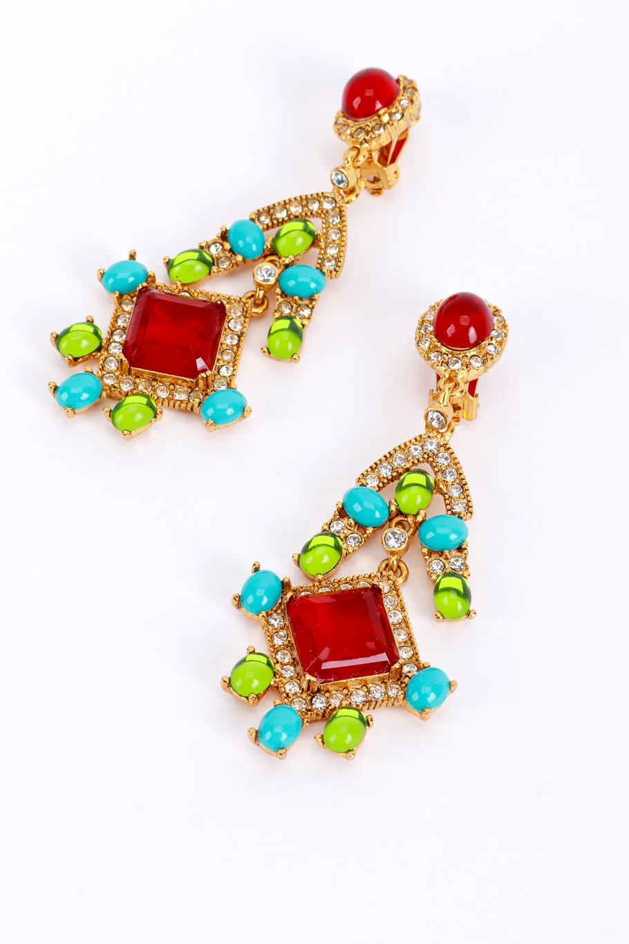 Crystal & Candy Cabochon Chandelier Earrings