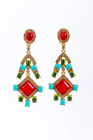 Crystal & Candy Cabochon Chandelier Earrings