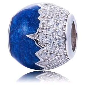 Crystallized Blue Mountain Peak and Night Sky Silver Bead Charm