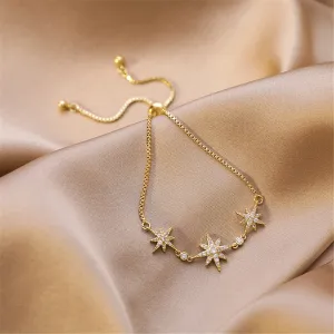 Cubic Zirconia & 18K Gold-Plated Star Charm Bracelet