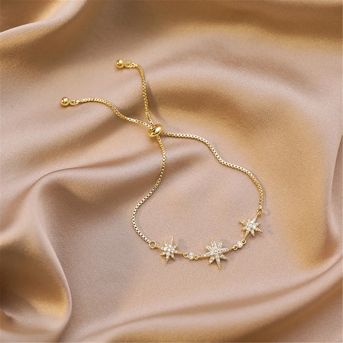 Cubic Zirconia & 18K Gold-Plated Star Charm Bracelet