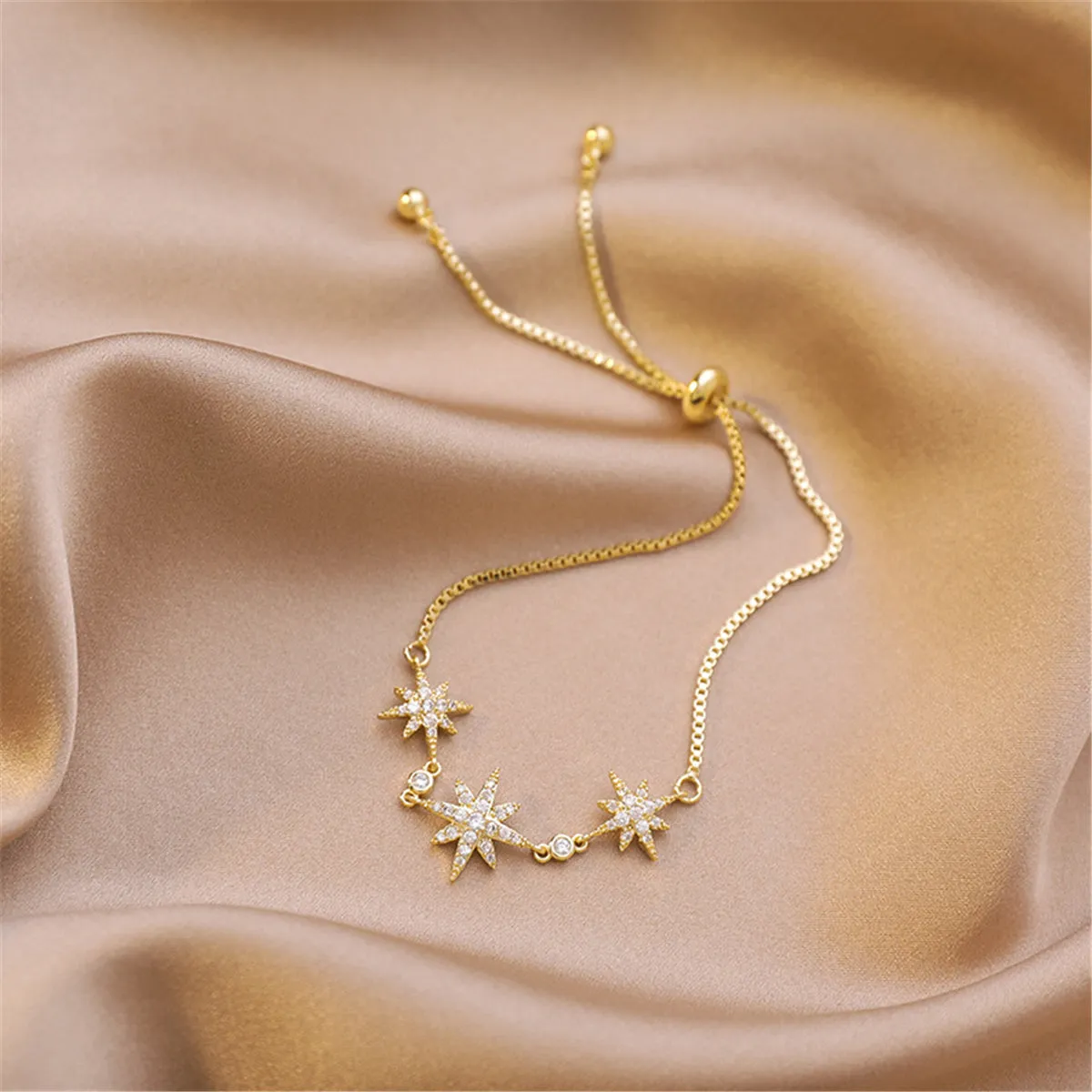 Cubic Zirconia & 18K Gold-Plated Star Charm Bracelet