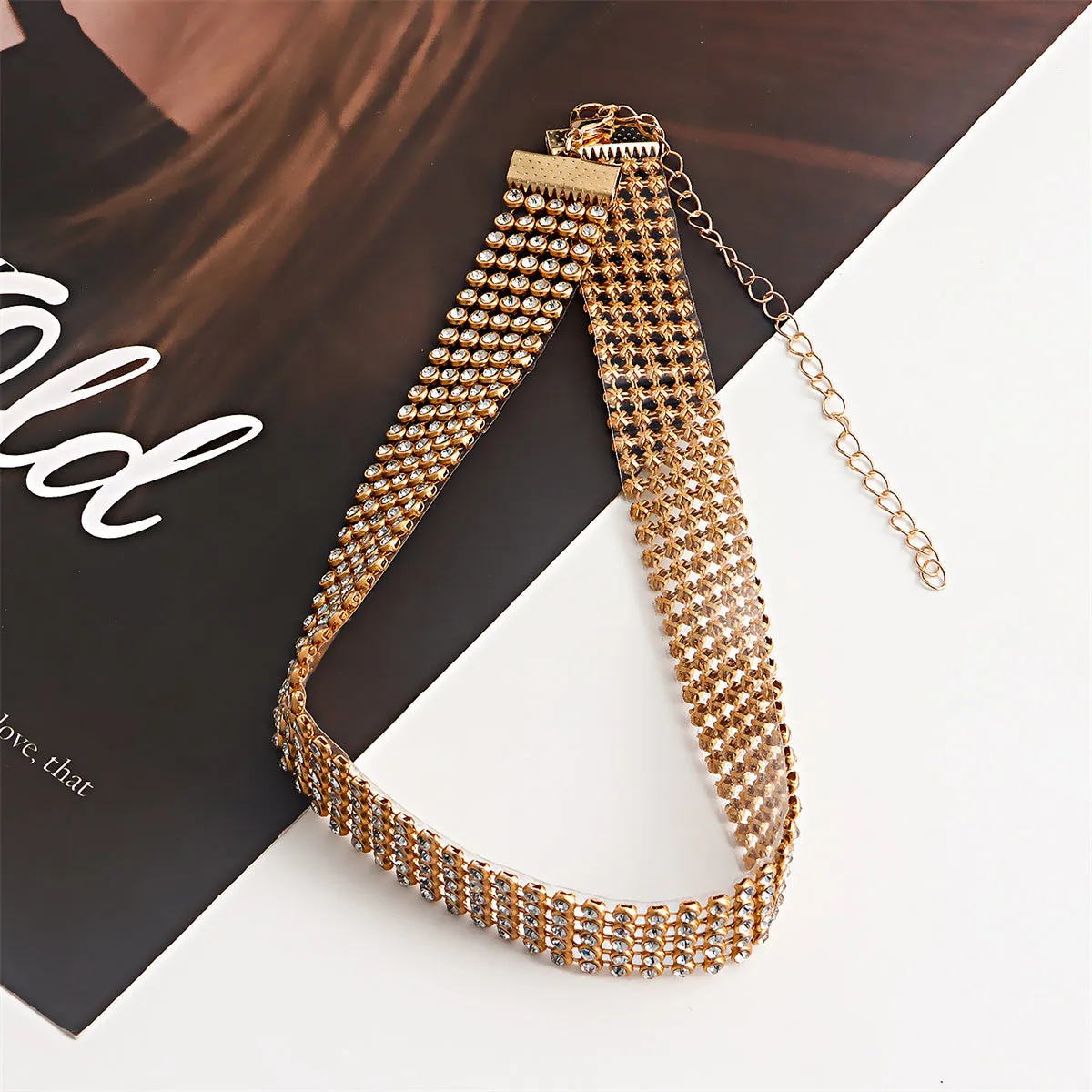 Cubic Zirconia & 18K Gold-Plated Strand Choker