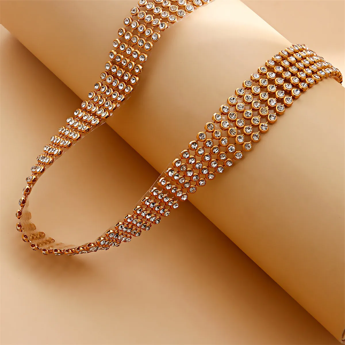 Cubic Zirconia & 18K Gold-Plated Strand Choker