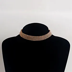 Cubic Zirconia & 18K Gold-Plated Strand Choker
