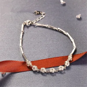 Cubic Zirconia & Silver-Plated Seven-Flower Bracelet