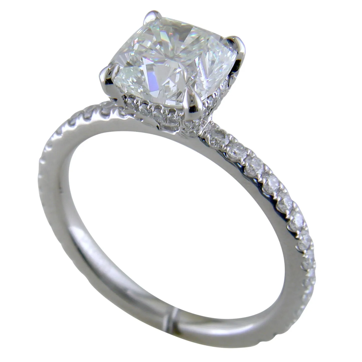 Cushion Brilliant Cut Diamond Platinum Engagement Ring