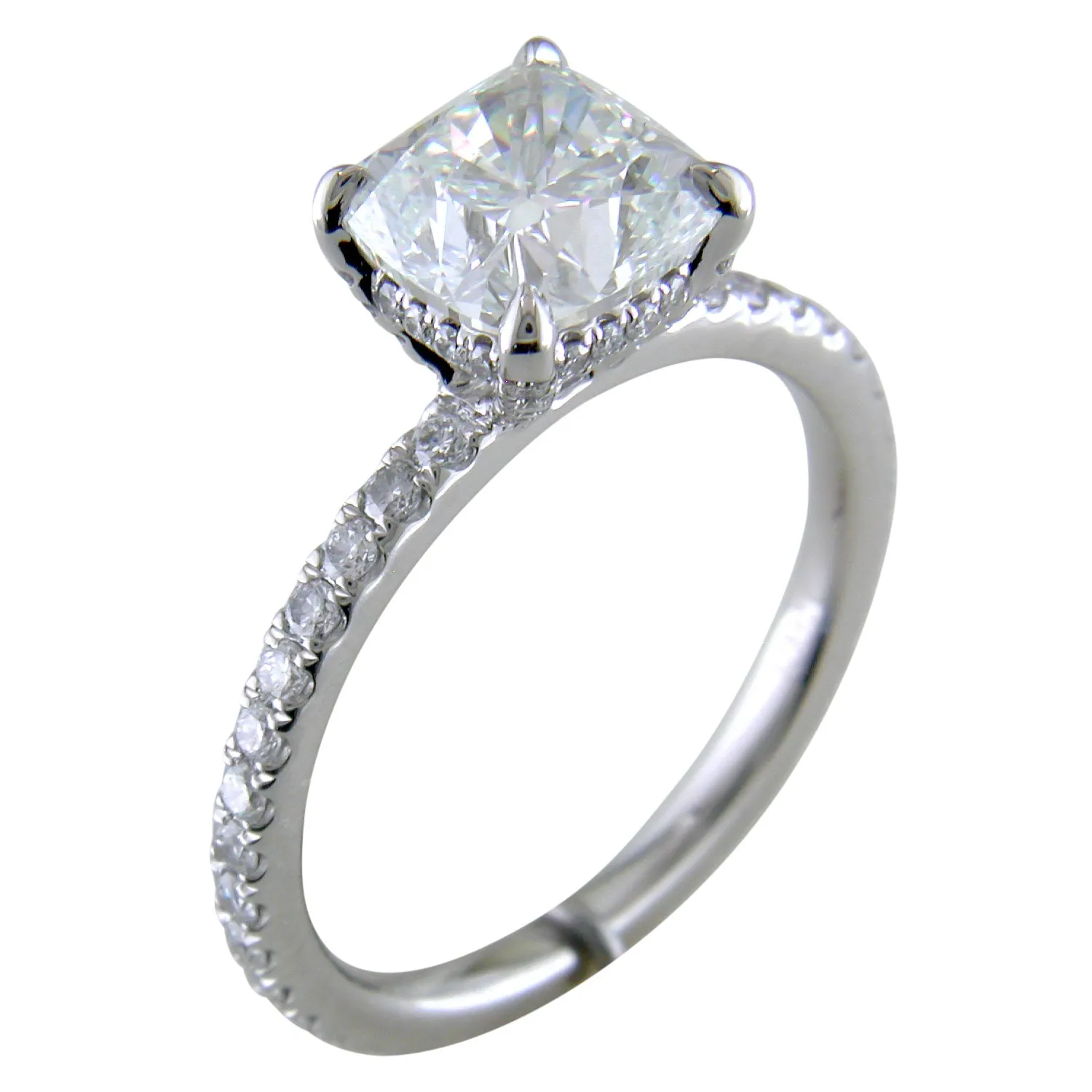 Cushion Brilliant Cut Diamond Platinum Engagement Ring