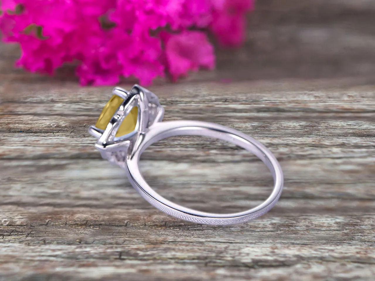 Cushion Cut 1.25 Carat Vintage Floral Champagne Diamond Moissanite Engagement Ring On 10k White Gold Anniversary Gift Personalized for Brides
