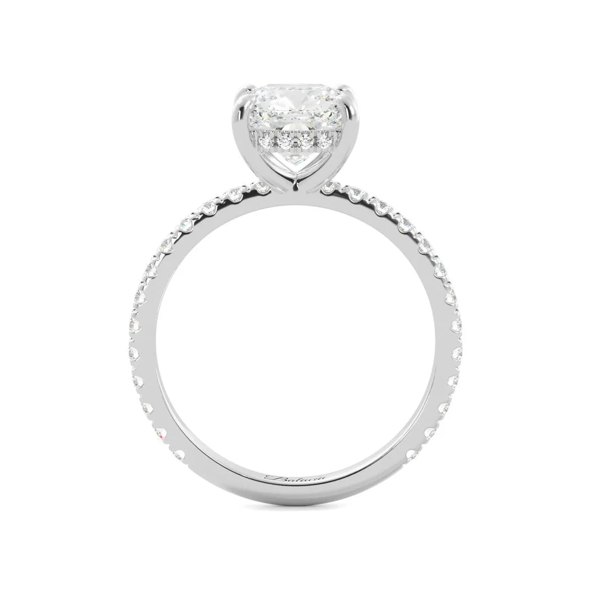 Cushion Cut Diamond Pavé Hidden Halo Engagement Ring
