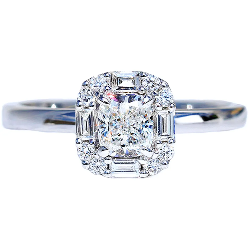 Cushion Cut Lab-Grown Diamond Halo Engagement Ring