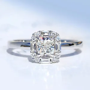 Cushion Cut Lab-Grown Diamond Halo Engagement Ring