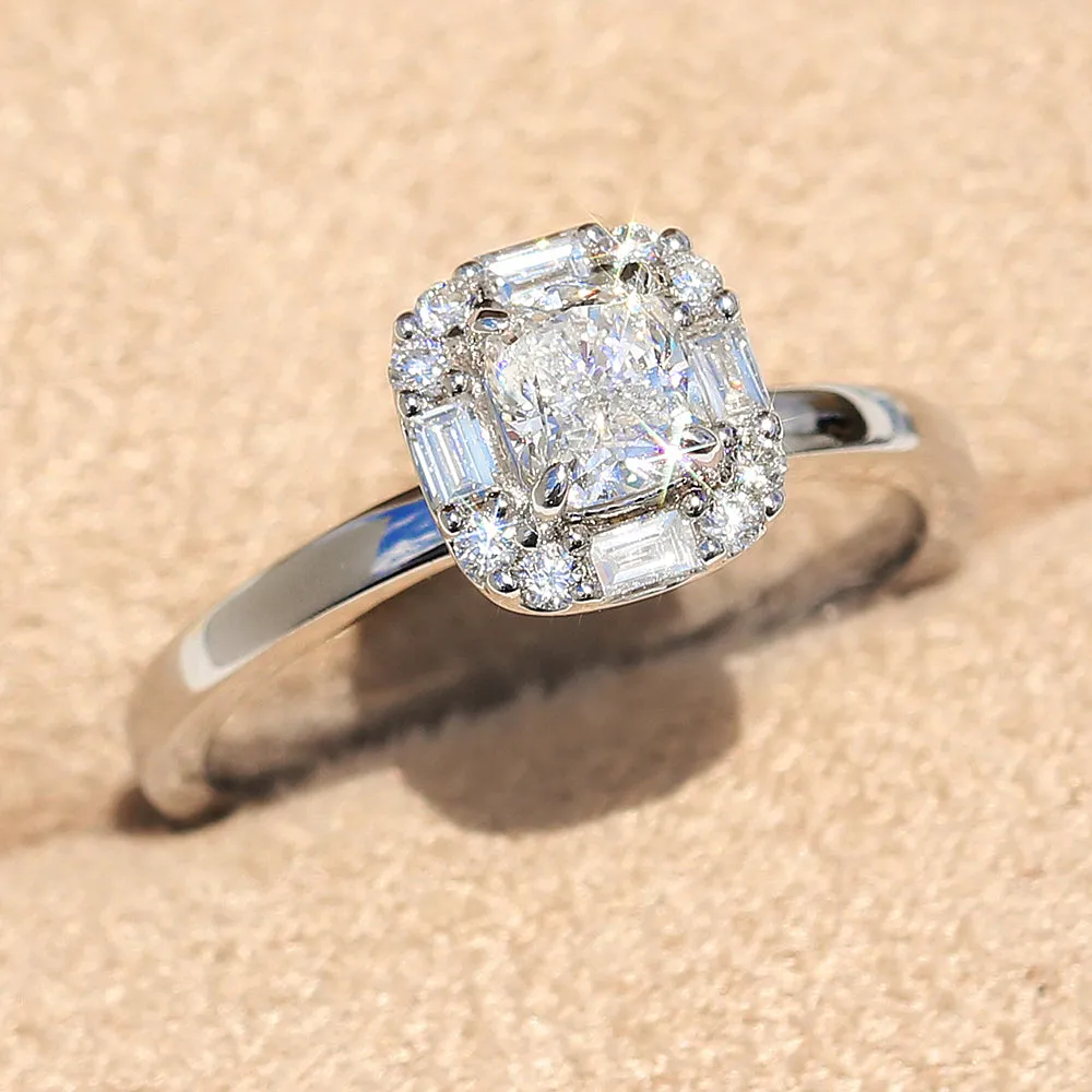 Cushion Cut Lab-Grown Diamond Halo Engagement Ring