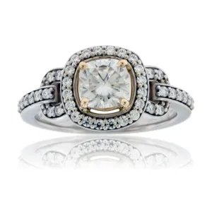 Cushion Cut Moissanite Engagement Ring