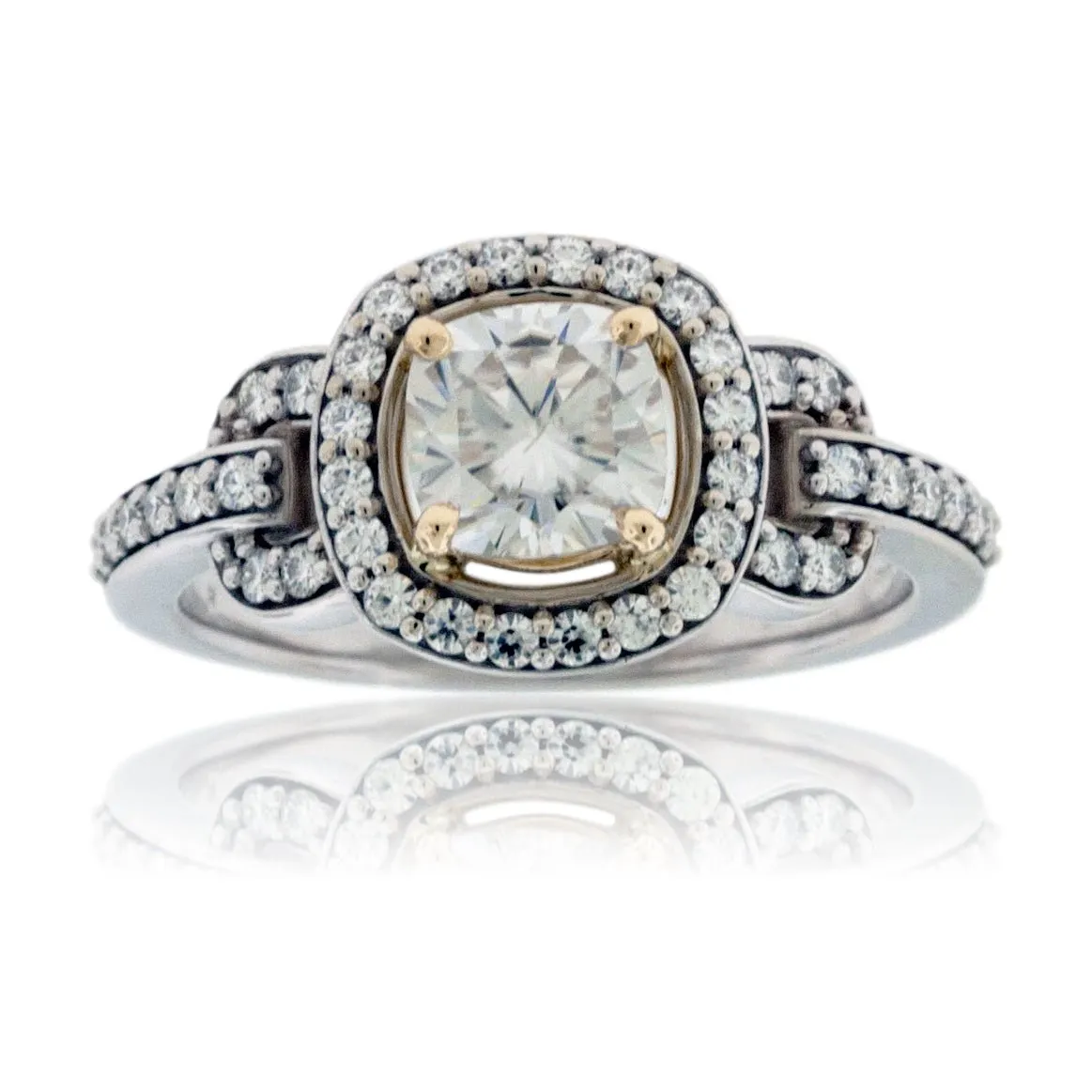 Cushion Cut Moissanite Engagement Ring