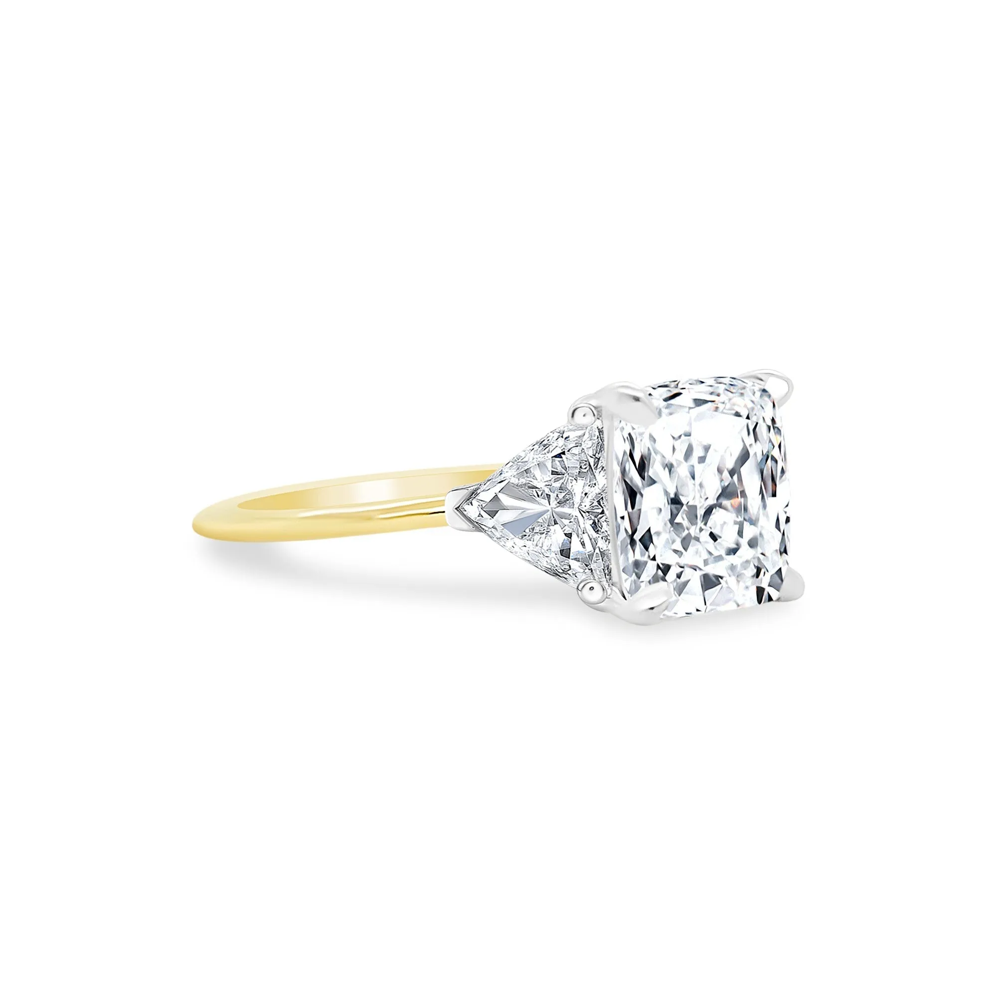 Cushion Cut with Trillion Cut Side Stones