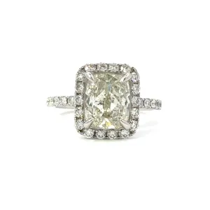 Cushion Halo Engagement Ring in 18K White Gold